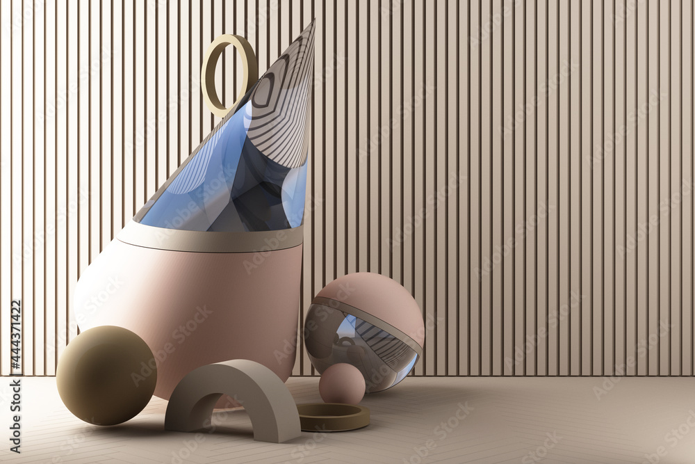 Poster minimal abstract geometric background with direct sunlight in shades of brown and pink. showcase sce
