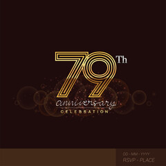 Obraz premium 79th anniversary logotype with glitter and shiny golden colored isolated on elegant background.