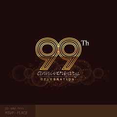 Obraz premium 99th anniversary logotype with glitter and shiny golden colored isolated on elegant background.