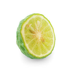 Fresh bergamot sliced isolated on white background . Clipping path