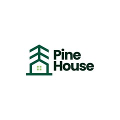 pine tree house logo vector icon illustration
