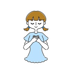 胸に手を当てて