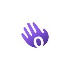 number zero 0 hand palm hello logo vector icon illustration