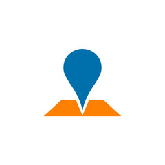 Pin location icon logo design template