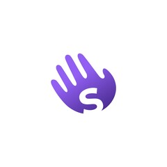 s letter hand palm hello logo vector icon illustration