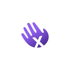 x letter hand palm hello logo vector icon illustration