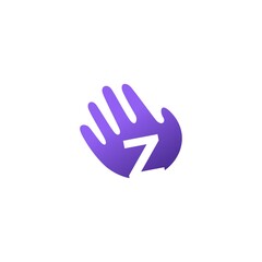 Fototapeta na wymiar z letter hand palm hello logo vector icon illustration