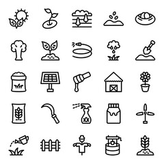 Agriculture Icon Set . Agriculture, Farm, Plant, Grow, Fertilizer Icon - Vector Illustration .