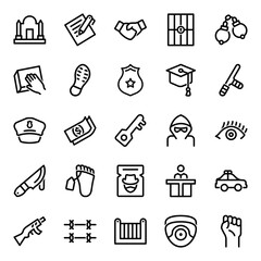 Law Icon Set - Vector Illustration . Law, Justice, Criminal, Prison, Court Icons .