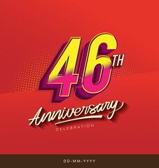 46th anniversary celebration logotype colorful design isolated with red background and modern design.