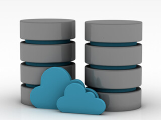 database storage concept on servers . 3D image