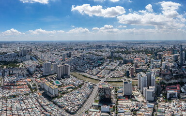 Aerial view of Saigon in the morning day