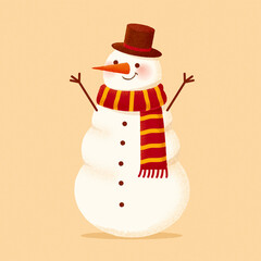 Tall snowman on a yellow background
