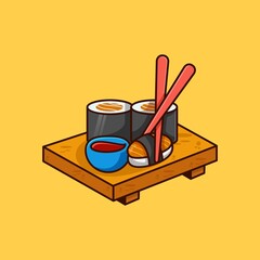 sushi mascot logo design vector illustration