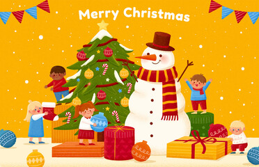 Cute Xmas decoration illustration