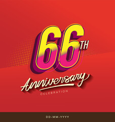 66th anniversary celebration logotype colorful design isolated with red background and modern design.