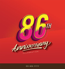 86th anniversary celebration logotype colorful design isolated with red background and modern design.