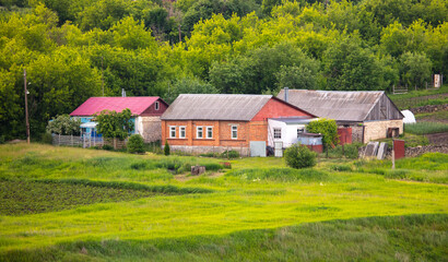 Fototapeta na wymiar An old house in a Russian village