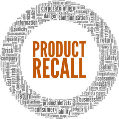 Product recall vector illustration word cloud isolated on a white background.