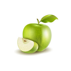 green apple (Malus domestica) isolated on a white background