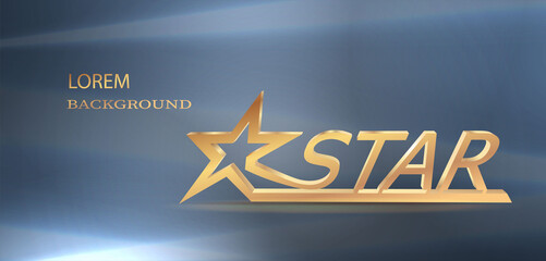 Gold star with an inscription on an elegant blue background
