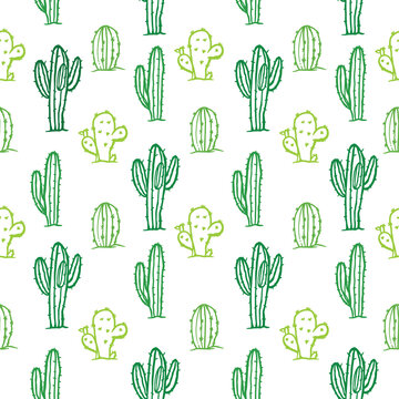 Vector cactus seamless pattern color background