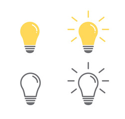 Set of light bulb icon. Energy and thinking symbol isolated on white background. idea and inspiration concept. Vector illustration