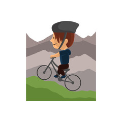 Fototapeta premium World Bicycle Day in Mountain Character Design Illustration