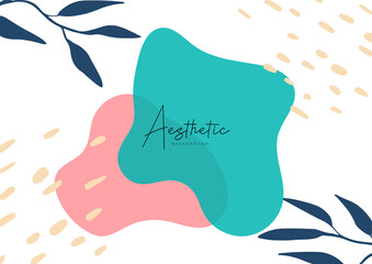 Trendy social media post creative Vector set. Background template with copy space for text and images design by abstract colored shapes, line arts, floral, tropical leaves warm color of the earth tone