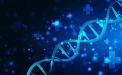 Concept of biochemistry with dna Structure in Healthcare background, Medical Science and Biotechnology concept background