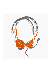 Editable Brush Strokes Style Earphone Vector Illustration for Audio or Electrical Related Design Project