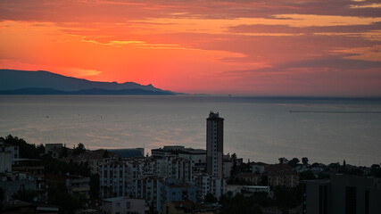 Naklejka premium Beautiful sunset view of İzmir Gulf