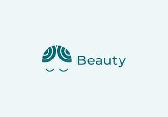 Obraz premium women logo with blindfolding. beauty care, skin care, health care, yoga.
