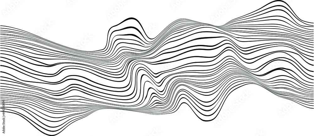 Wall mural design elements . abstract vector striped geometric background, parallel horizontal hand drawn wavy 