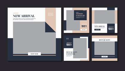 Home furniture social media post template set