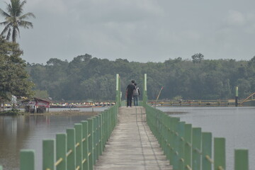 water, bridge, lake, landscape, nature, river, sky, wood, pier, sea, wooden, dock, travel, summer, blue, city, path, boardwalk, tree, clouds, green, road, ocean, trees, boat