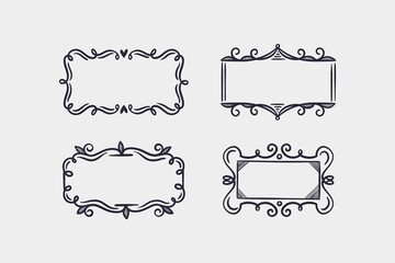 Engraving Hand Drawn Doodle Frames Collection_3