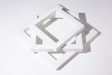 White square frames podiums for presentation on a white background