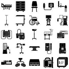 medical equipment icon set, hospital equipment icon set vector sign symbol illustrations