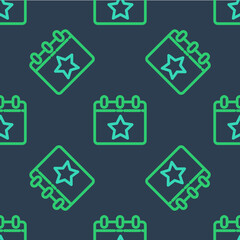 Line Day calendar with date July 4 icon isolated seamless pattern on blue background. USA Independence Day. 4th of July. Vector