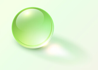 Background with shiny green sphere, 3D glossy ball dynamic vector illustration.
