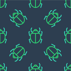 Line Mite icon isolated seamless pattern on blue background. Vector
