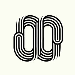 OO monogram logo.Intertwined letter o typographic icon.Lettering sign isolated on light background.Alphabet initials.Modern, design, web, tech style.