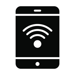 tablet, wireless signal vector Icon-  Glyph style high quality vector illustration.