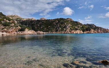 Cala Brigantina beach, little cove in Caprera island, Sardinia
