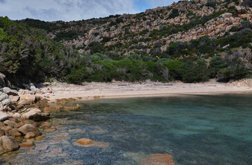 Cala Brigantina beach, little cove in Caprera island, Sardinia