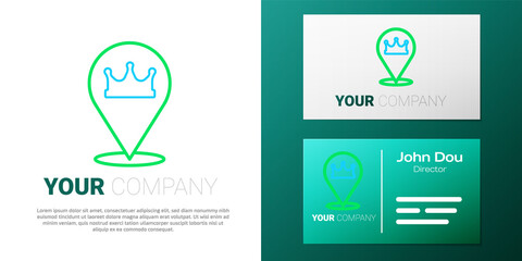Line Location king crown icon isolated on white background. Colorful outline concept. Vector