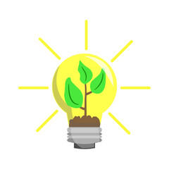 Vector cartoon of plant lamp gives a energy. Suitable for design of energy product