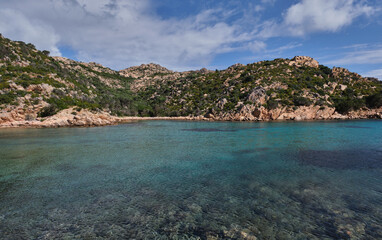 Cala Brigantina beach, little cove in Caprera island, Sardinia