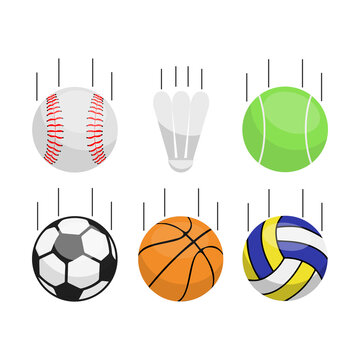 Illustration vector cartoon of various kind of balls in sports. Suitable for sports product.